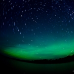 Star Trails and Northern Lights: Star trails and northern light over Elbow Lake, MN.