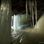 Lake Superior Ice Cave: An ice cave that forms on the Lake Superior shoreline. Lutsen, Minnesota.