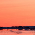 Pink sunset over Grand Marais, MN.