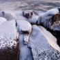Ice-coated rocks on Lake Superior.