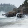 The Gales of November pound Silver Bay's rocky shoreline. Lake Superior, Minnesota.