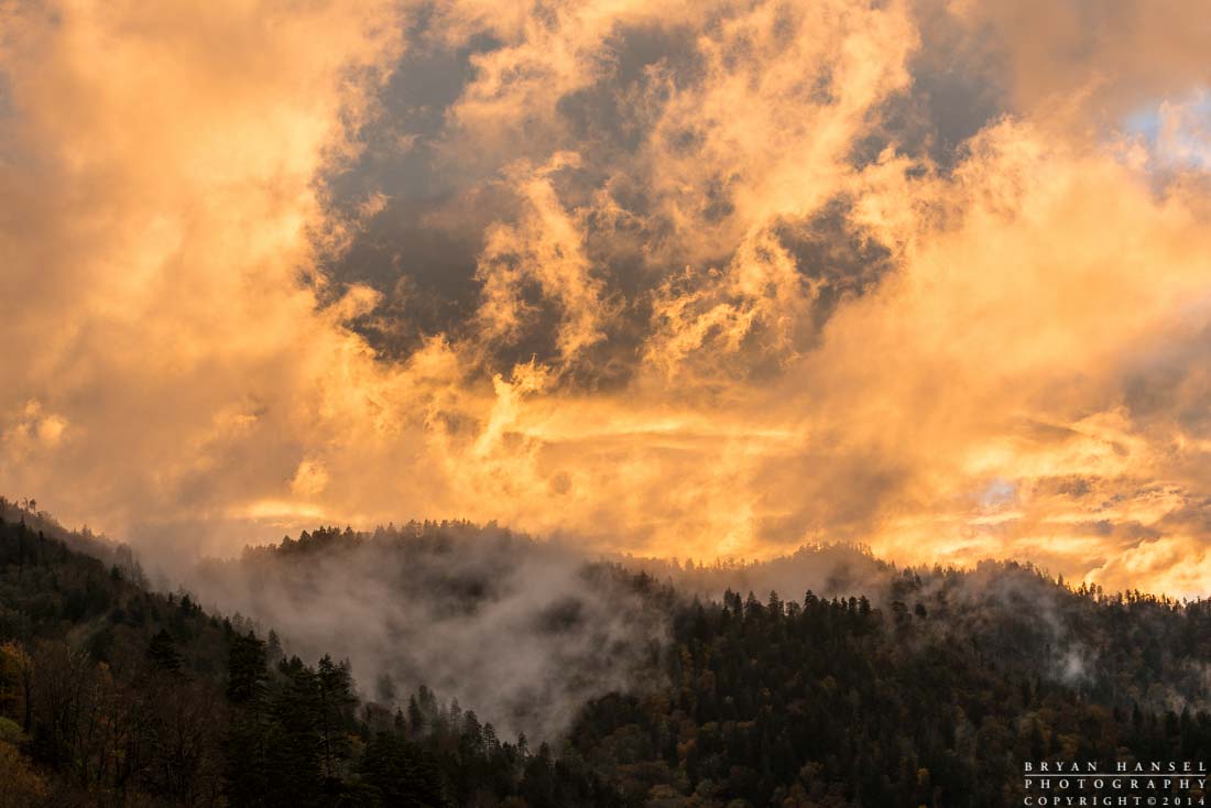 great smoky mountains ridgeline looks like its on fire