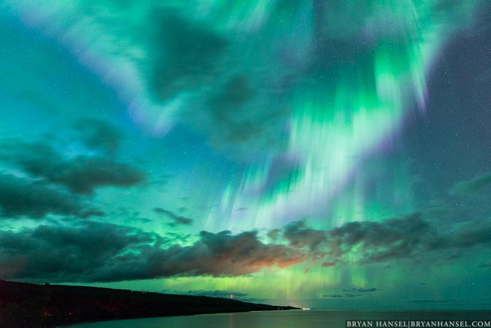 northern lights over Grand Marais