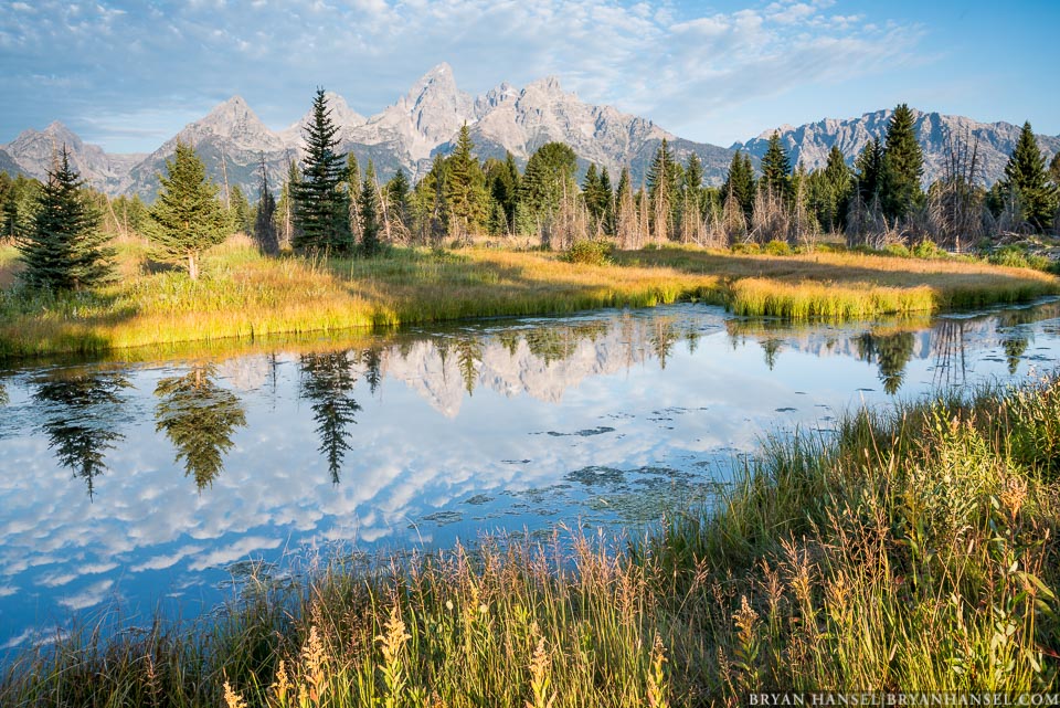 Reflections of mountains in Grand Teton National Park