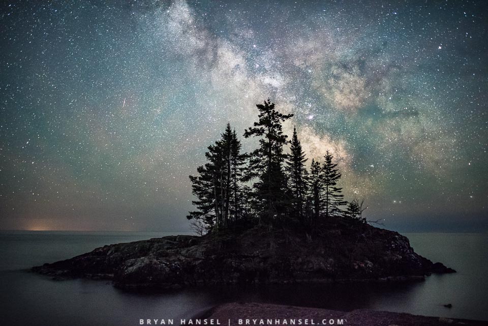 The Milky Way over Lake SUperior and the tombolo