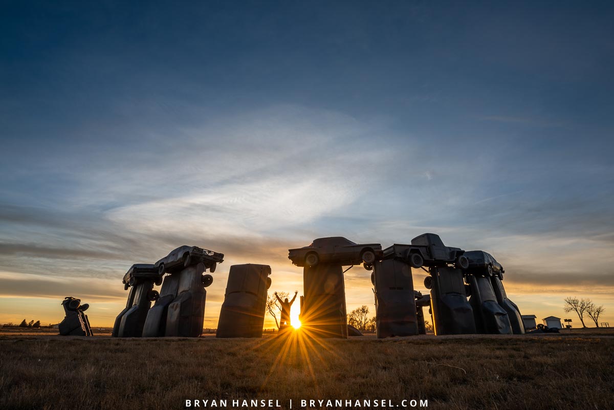 carhenge at sunset