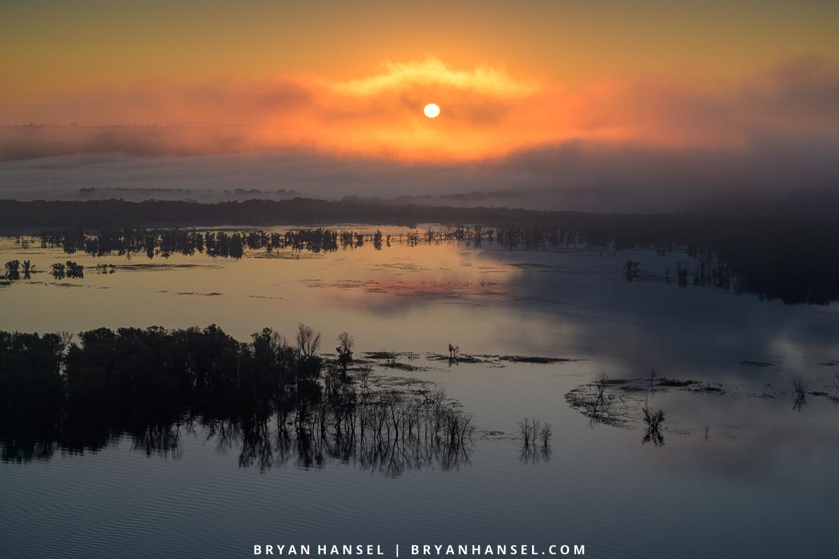 sunrise over the Mississippi River