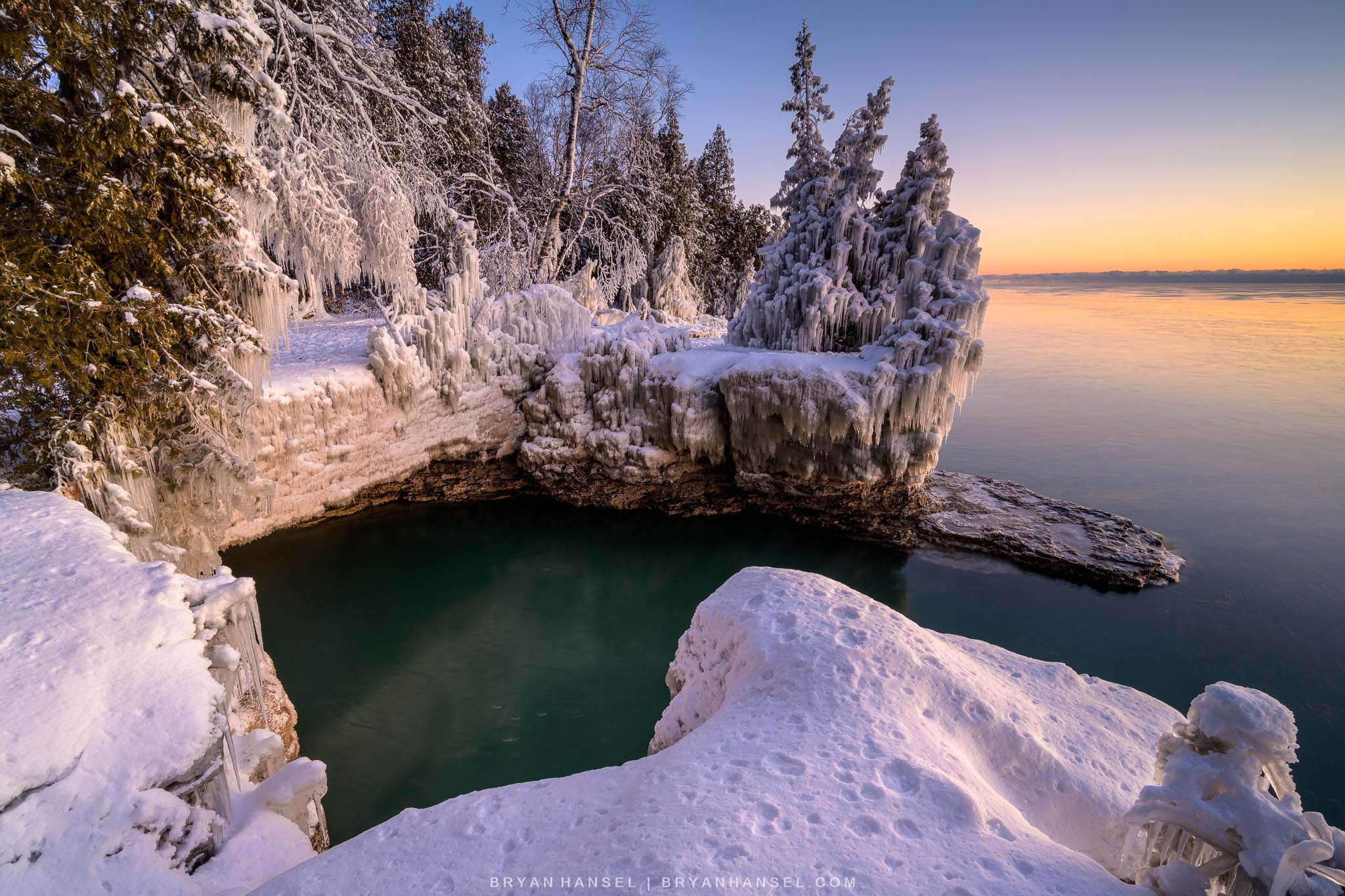 Cave Point at sunrise presents a magical way to spend the morning in Door County
