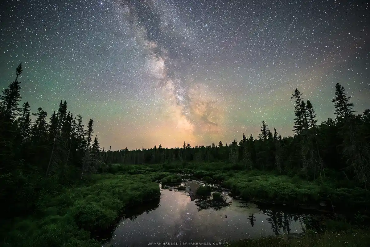 the Milky Way over a small stream.